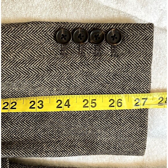 StudioSuits Wool Tweed Sport Coat Herringbone Brown Ticket Pocket 38 Academia - Picture 9 of 16